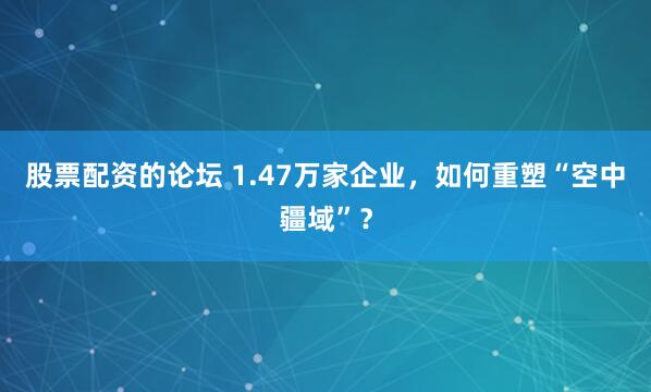 股票配资的论坛 1.47万家企业，如何重塑“空中疆域”？